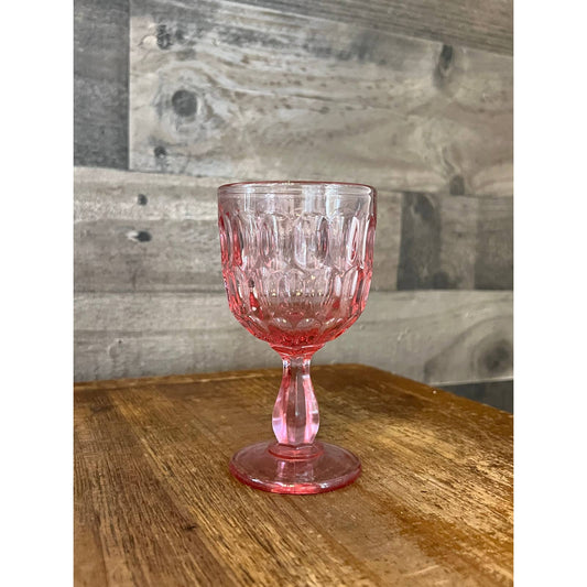 Vintage Fenton colonial pink thumbprint wine glass