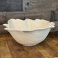 Creamy white earthenware leaf bowl