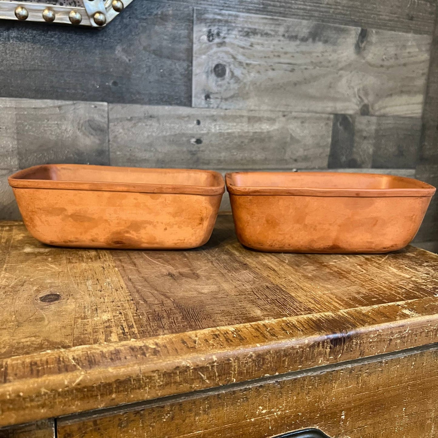 The Original Suffolk Bread Baker by Henry Watson Pottery terracotta bread pan - pair