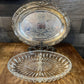 Vintage Silver Gifts silverplate oval tray with crystal glass divided insert