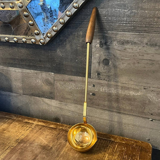 Brass wooden handle ladle