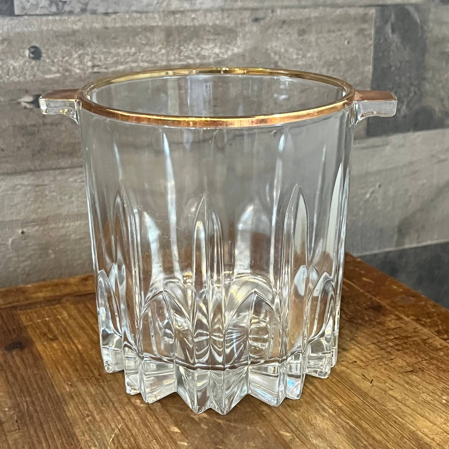 Crystal gold handled rim ice bucket - bottle holder