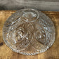 Vintage heavy large pressed glass scallop rim bowl - leaf motif bowl