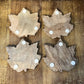 Wooden gold rim leaf drink coasters - set of 4