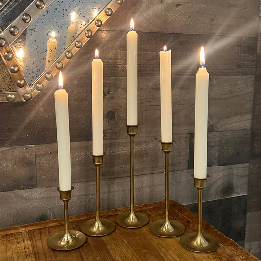 Vintage brass graduated height candlestick holders - 5 candlestick holders