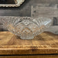 Vintage heavy large pressed glass scallop rim bowl - leaf motif bowl