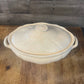 Vintage beige oval lidded footed handled tureen - casserole dish server - marked Italia on the bottom