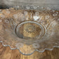 Vintage crystal scallop rim floral etched handled bowl