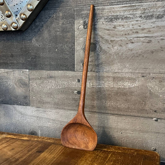 Long handle wood serving spoon