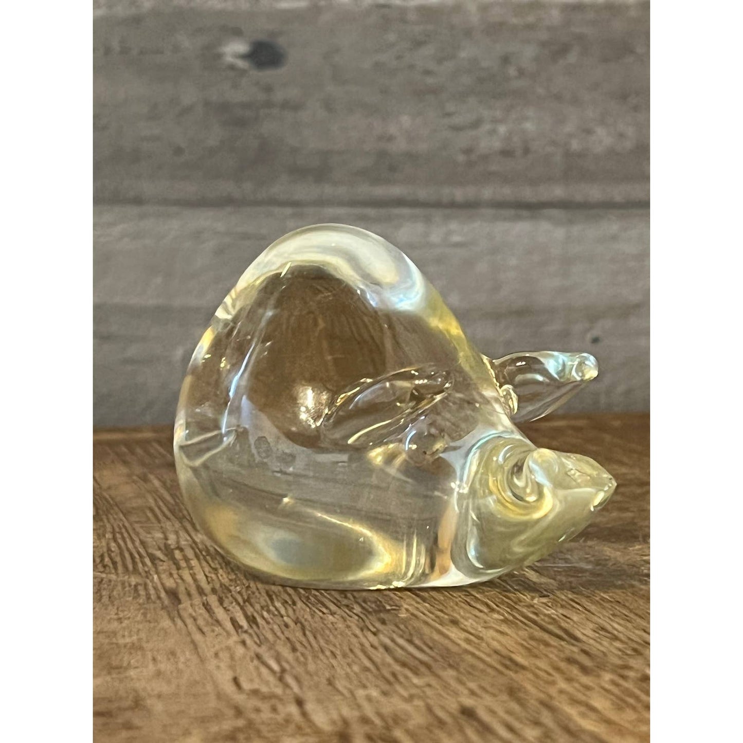 Petite clear glass blown pig figurine