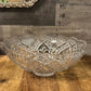 Vintage heavy large pressed glass scallop rim bowl - leaf motif bowl