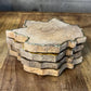 Wooden gold rim leaf drink coasters - set of 4