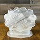 Vintage white onyx / quartz crystal seashell trinket dish with hinged lid