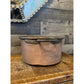 Vintage aged copper pot with herringbone stamped pattern and patina brass handle