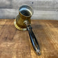 Vintage brass butter warmer with wooden handle