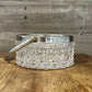 Vintage pressed glass crystal basket with silverplated rim and handle
