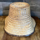 Woven wicker flared scallop rim basket planter