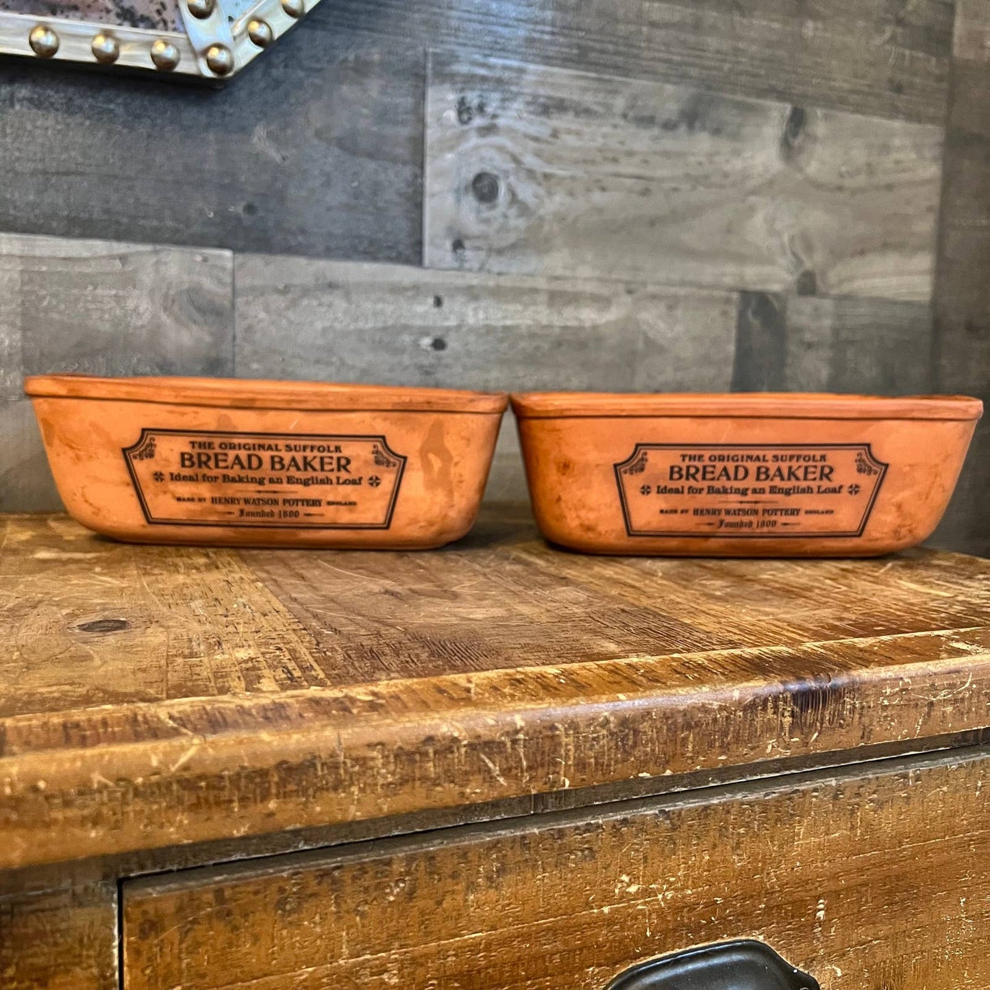 The Original Suffolk Bread Baker by Henry Watson Pottery terracotta bread pan - pair