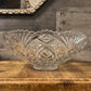 Vintage heavy large pressed glass scallop rim bowl - leaf motif bowl