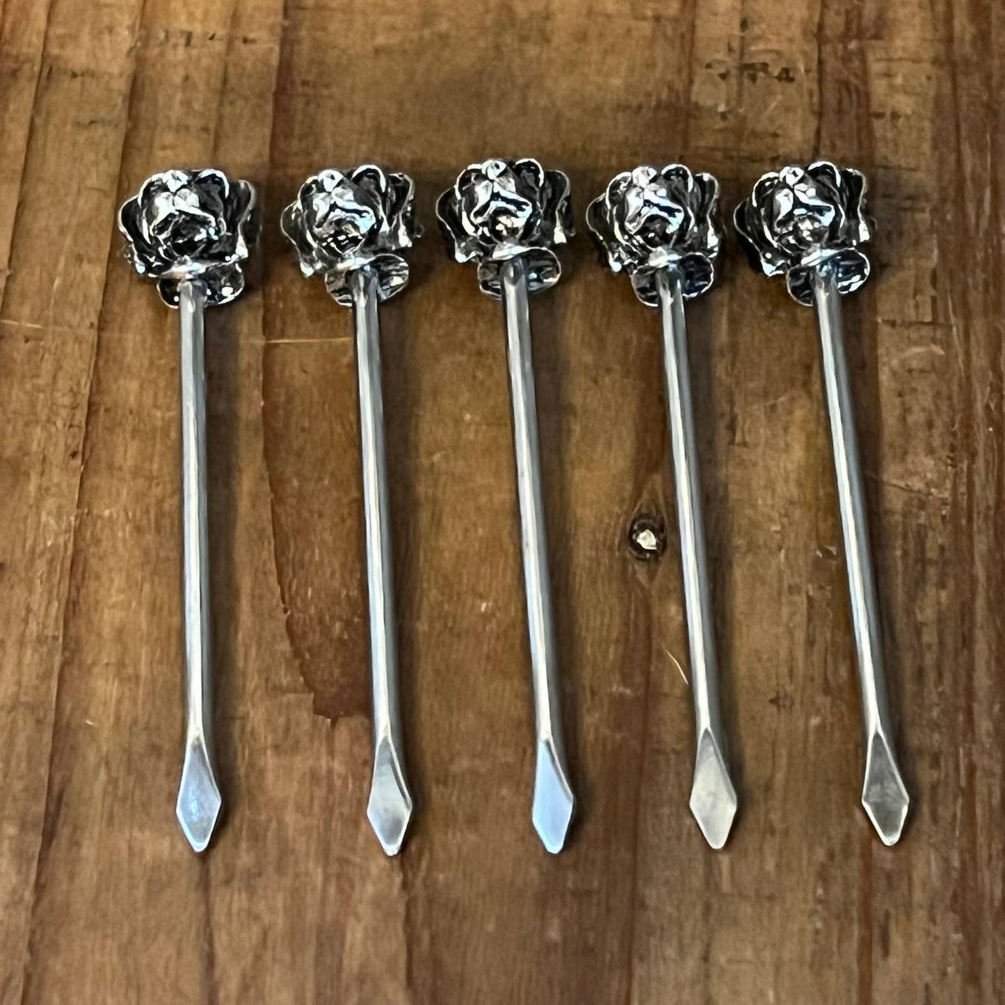 Vintage silver plated dog head skewers - 5