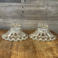 Anchor Hocking clear glass bubble rim candlestick holder pair