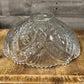 Vintage heavy large pressed glass scallop rim bowl - leaf motif bowl