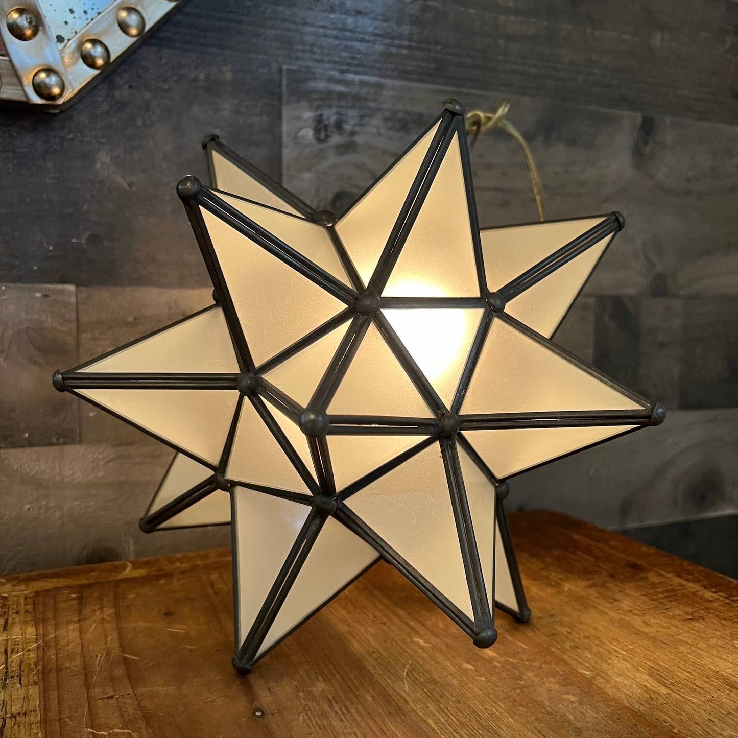 Vintage frosted glass metal frame pendant star lamp