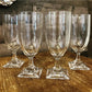 Elegant set of 4 square pedestal base clear glass goblets