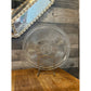 Elegant round ribbed clear glass tri footed serving tray