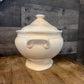 Vintage beige oval lidded footed handled tureen - casserole dish server - marked Italia on the bottom