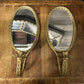 Vintage pair of gold braid mirrored candlestick wall sconces