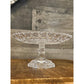 Clear glass thumbprint diamond point pattern round pedestal cake stand - fruit stand - dessert stand