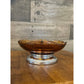 Krome Kraft Farber Brothers amber glass silverplate pedestal divided dish