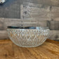 Vintage silver plated rim clear crystal glass bowl