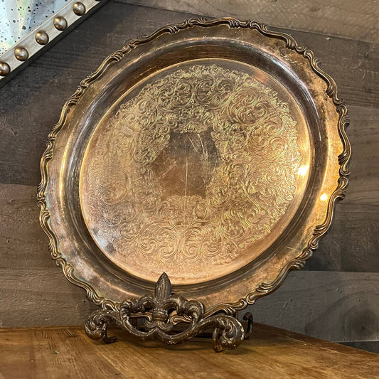 Vintage WM A Rogers round silverplated tray