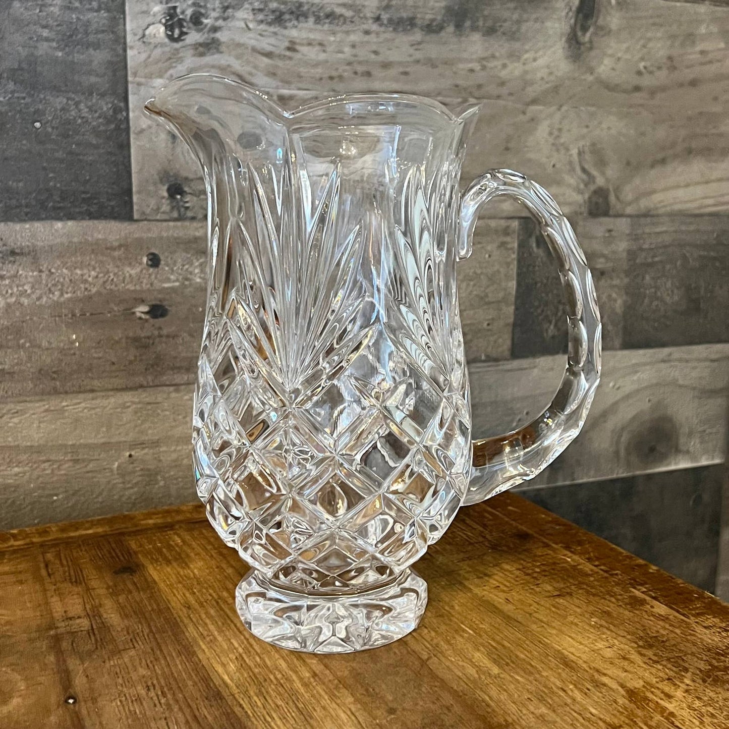 Crystal scallop rim cut to clear heavy pitcher