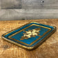 Vintage gold and turquoise blue legno gilded wood trinket tray