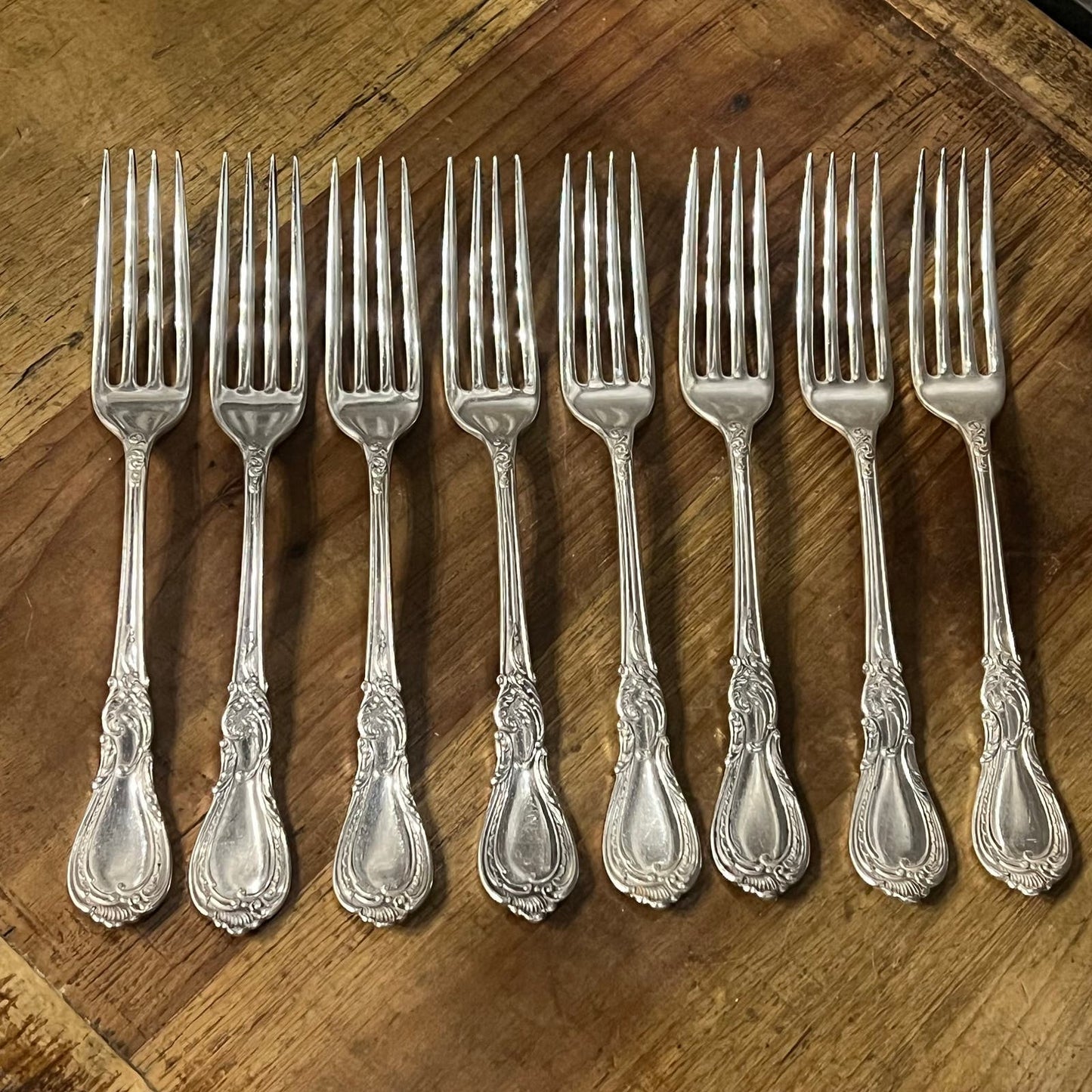 8 Vintage 1847 ROGERS BROS AI Silverplated Long Prong Forks