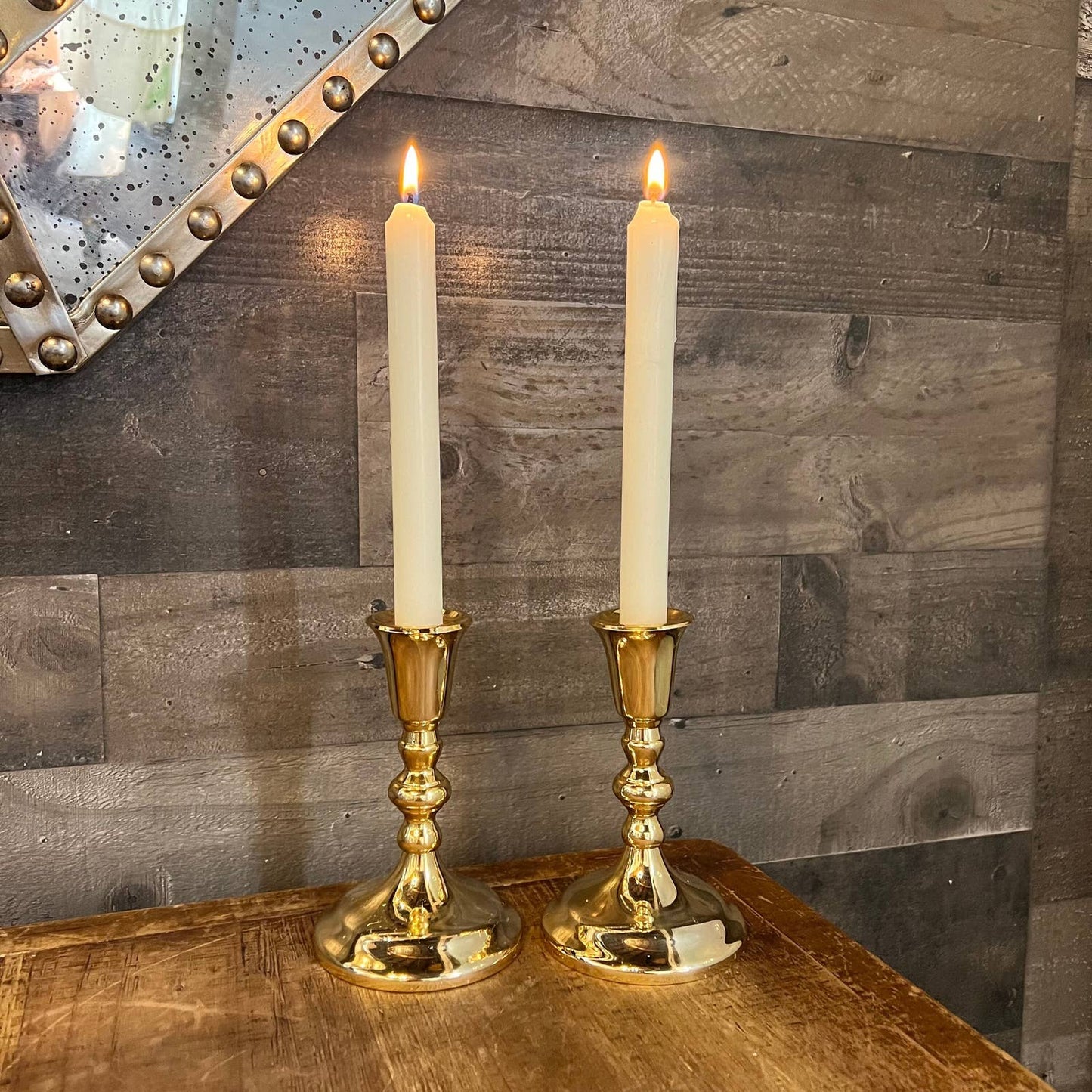 Vintage brass candlestick holders - pair