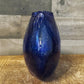 Cobalt blue glass blown donut hole oval vase