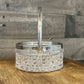 Vintage pressed glass crystal basket with silverplated rim and handle