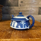 Petite Wedgwood jasperware cream on cobalt blue teapot