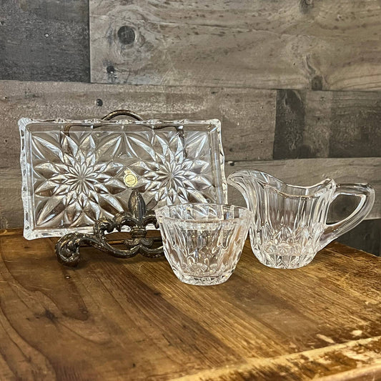 Bavaria Crystal sugar and creamer with rectangle tray - Prisme Collection