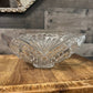 Vintage heavy large pressed glass scallop rim bowl - leaf motif bowl