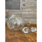 Vintage floral etched clear glass decanter with oval stopper