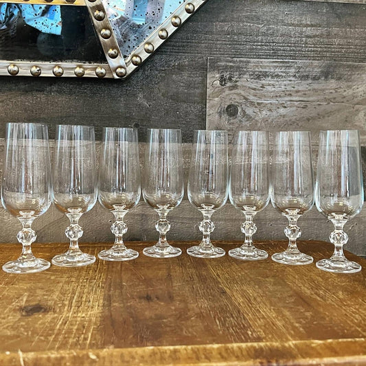 Set of 4 Bohemia crystal clear champagne glasses