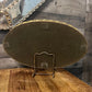 Vintage Gold Tone Rim Mirrored Oval Vanity Tray