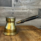 Vintage brass butter warmer with wooden handle