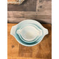 Pyrex turquoise butterprint Cinderella mixing bowl set - 444 4 QT - 442 1 1/2 QT - 441 1 1/2 PT