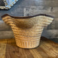 Woven wicker flared scallop rim basket planter